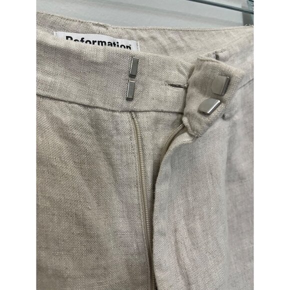 Reformation Beige Linen Wide-Leg Pants Size 6 - Picture 4 of 6